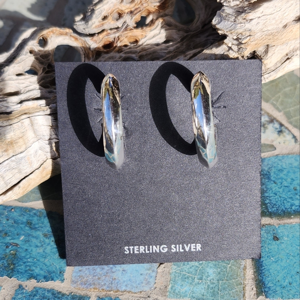 Sterling Silver Solid Hoop Earrings - image 5